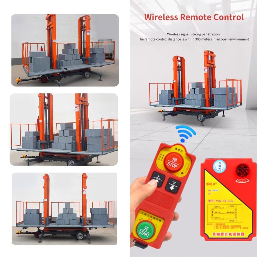 1Ton/2200Lbs Load Aerial Mobile Lifter Scaffolding,Electric Remote Control Lifting Platform,Hydraulic Masonry Work Platform for Construction Site Wall Laying Plastering