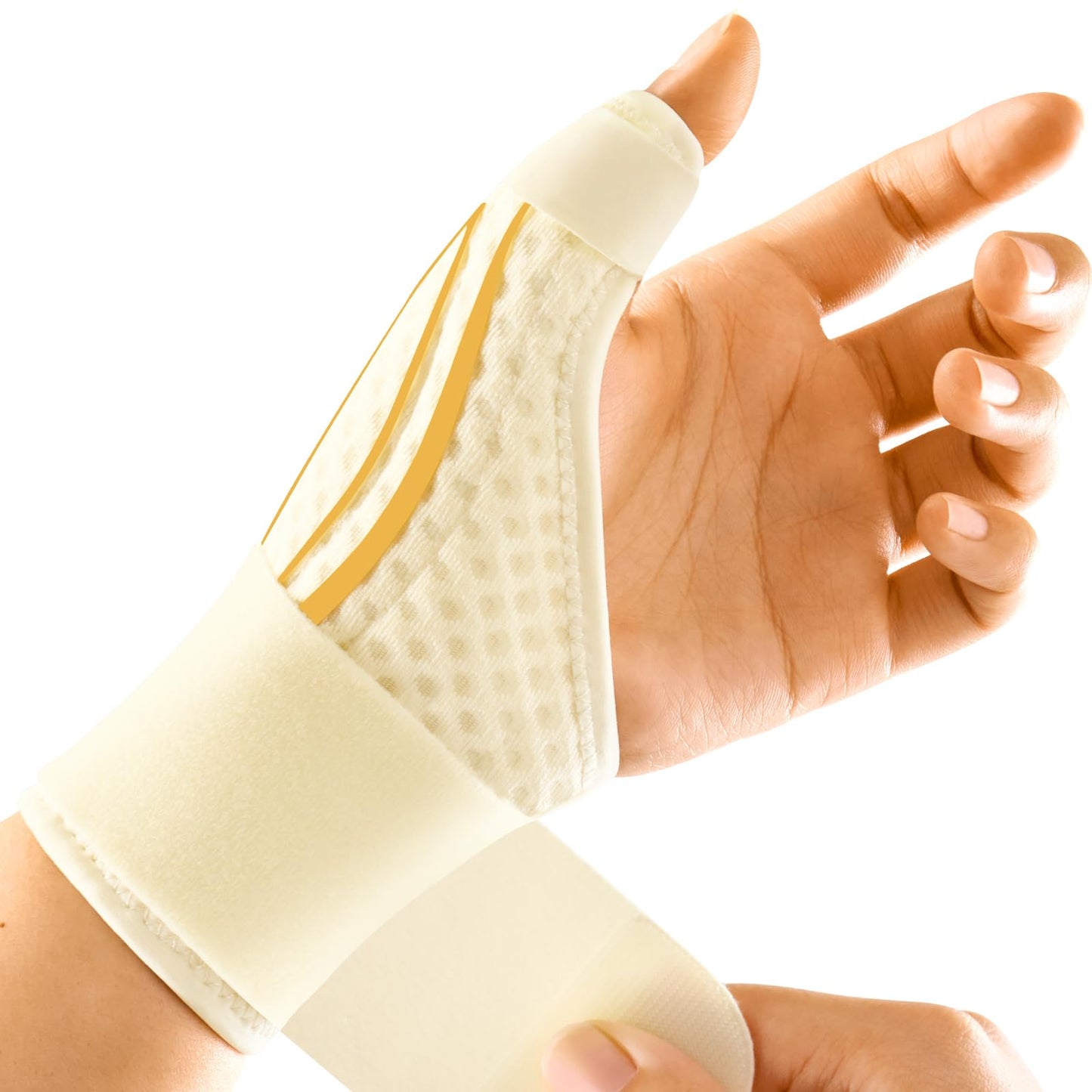 FREETOO Stable Thumb Brace Right Hand Left Hand for Arthritis Pain and Support, Thumb Splint for De Quervains Tenosynovitis,Trigger Thumb and Wrist Stabilizer for Tendonitis, Sprain.Beige Right L