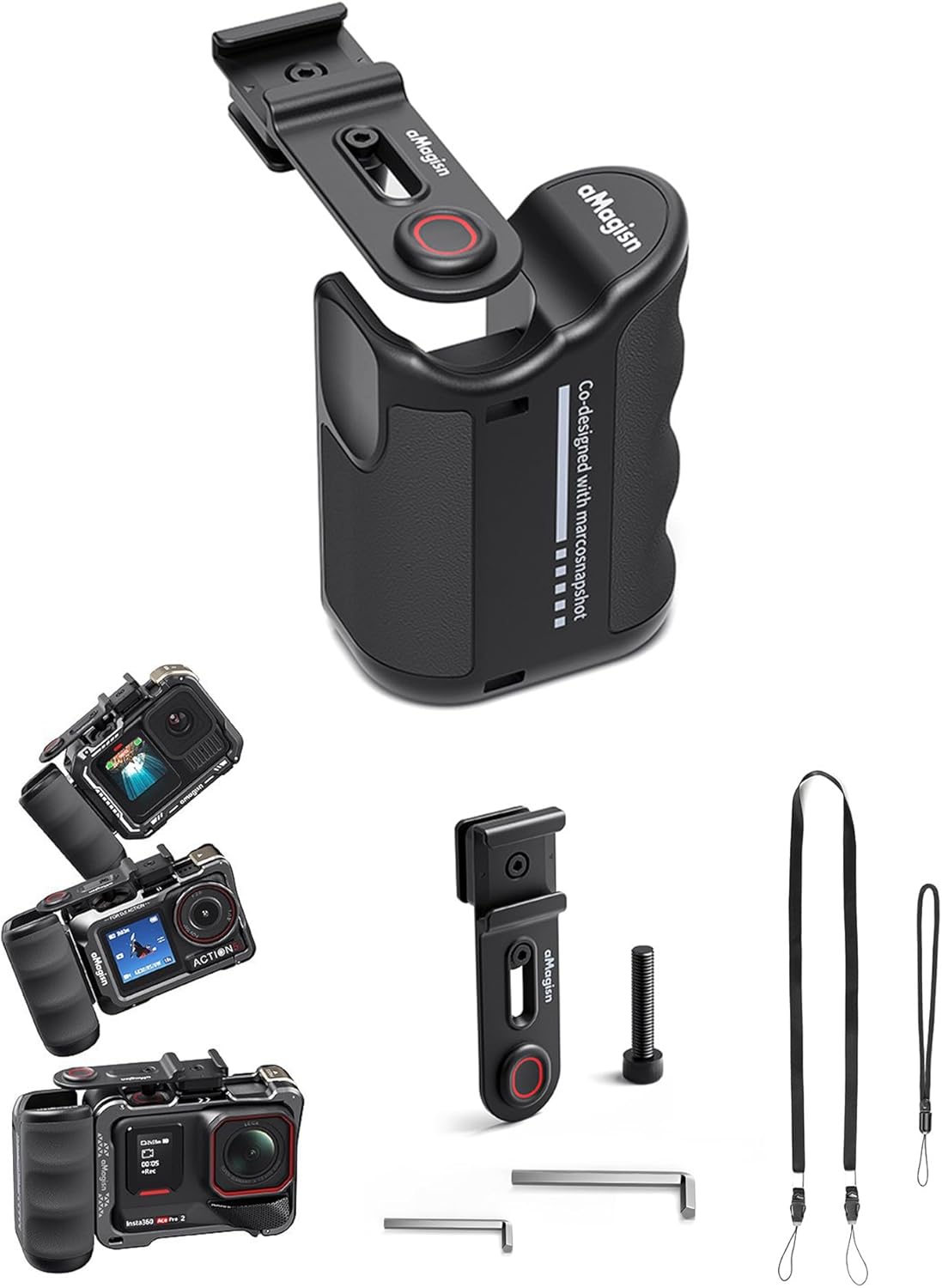 CHADWICK Insta360 2, Street Photography Handle for Ace Pro DJI Action Cameras & GoPro Hero Series Includes Adjustable