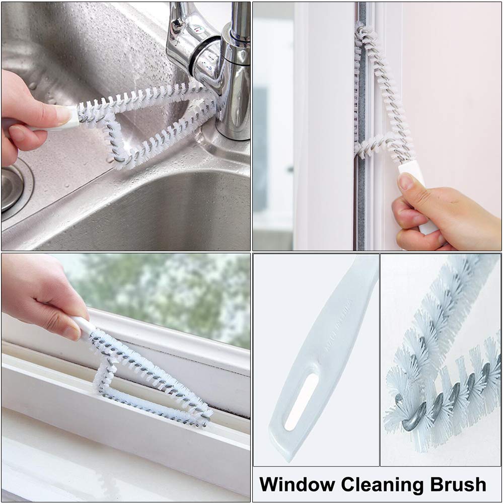 Window Track and Grout Cleaning Brush Set, 5Pcs Hard-Bristle Crevice Scrub Brushes for Sliding Doors, Tile Lines, Sink Corners, Small Gaps and Bottles, Essential Household Cleaning Tools