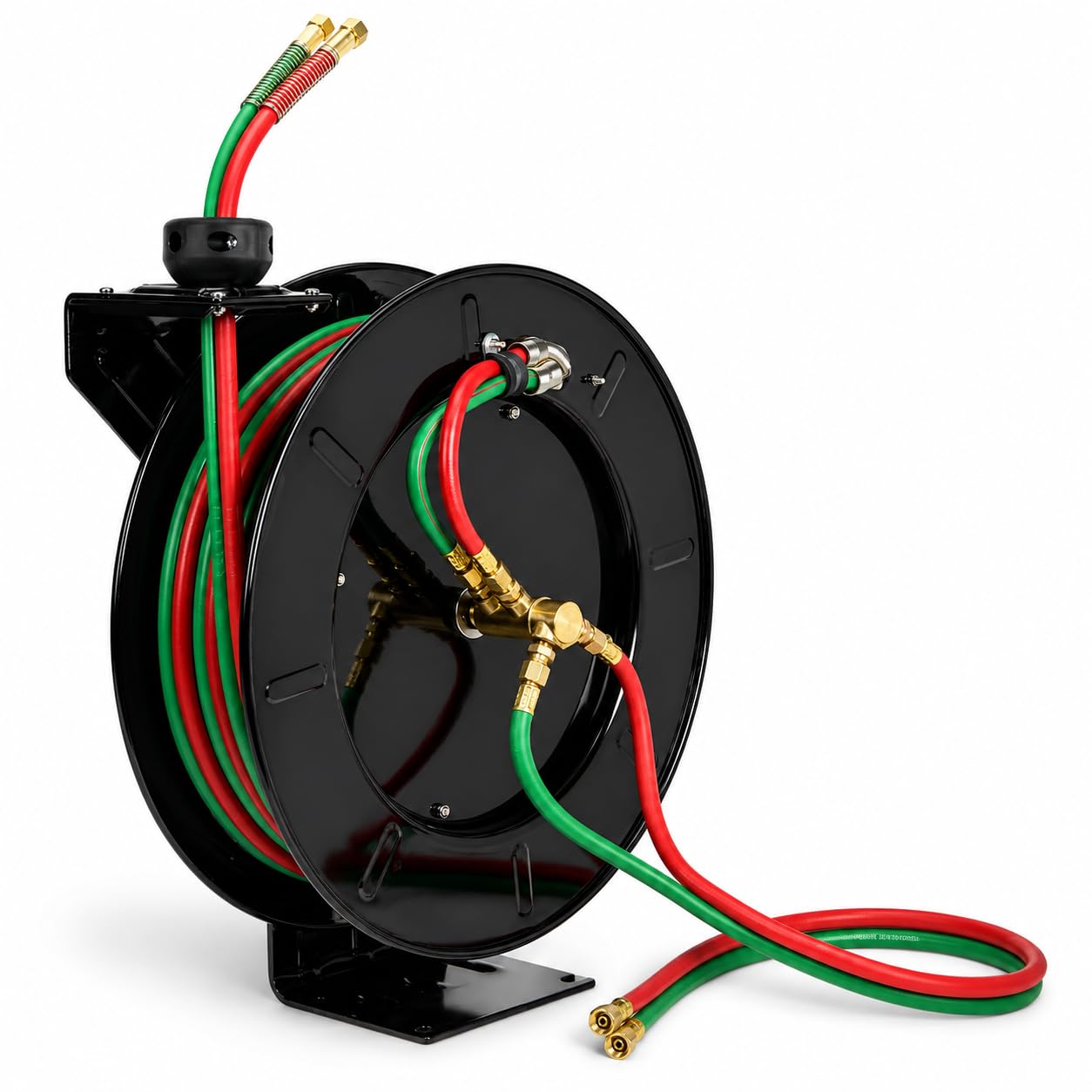 Stark USA Welding Hose Reel 50' ft x 1/4" Hose Auto-Rewind Retractable ID Twin Oxygen Acetylene Welding Hose Reel Spring-Driven Welding for Workshops & Garages (1/4" x 50ft)