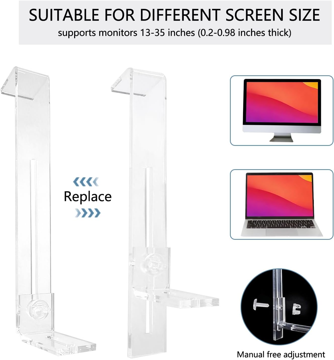 Svcouok 1/4" 3CM 13-35 inches (0.2-0.98 inches Webcam Mount for Monitor, Screw - Universal Clip-On Holder for Logitech