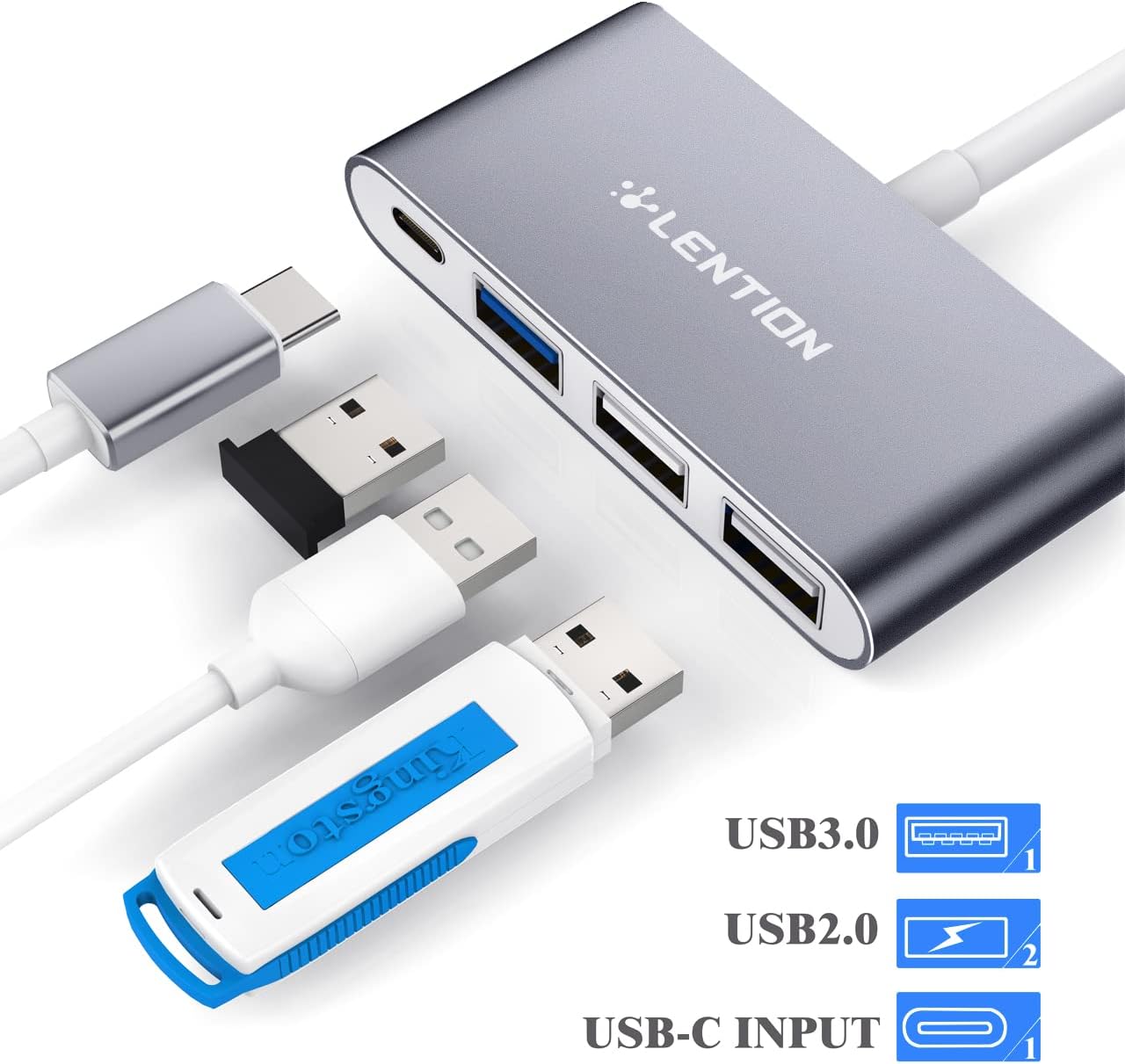 LENTION 4-in-1 3.0, 2.0 2025-2016 (M1-M5), 17-15 (C13, USB-C Hub with Type C, USB USB for MacBook Pro iPhone New Mac