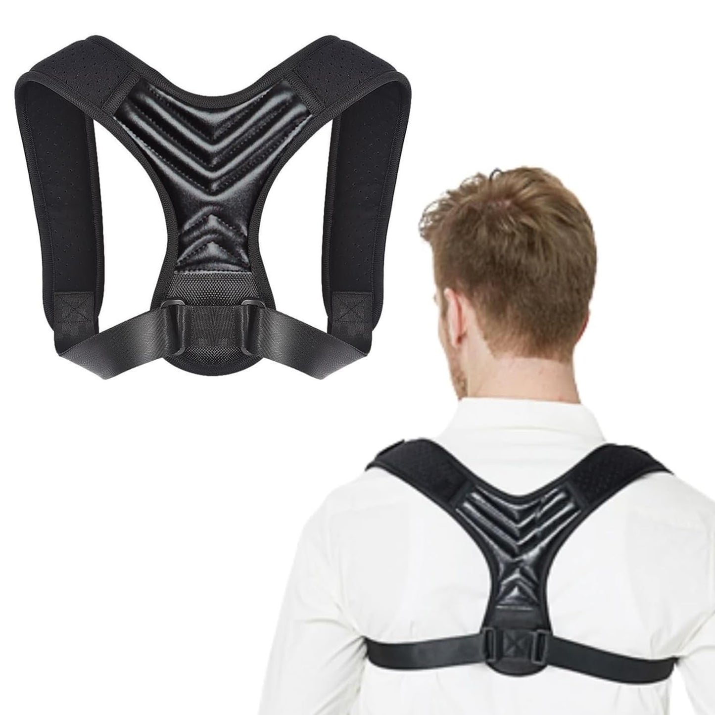Posture Corrector, Back Brace for Women and Men, Adjustable Back Support, Shoulder Straightener for Improving Hunchback, Providing Pain Relief from Neck, Shoulder, and Upper Back - Black