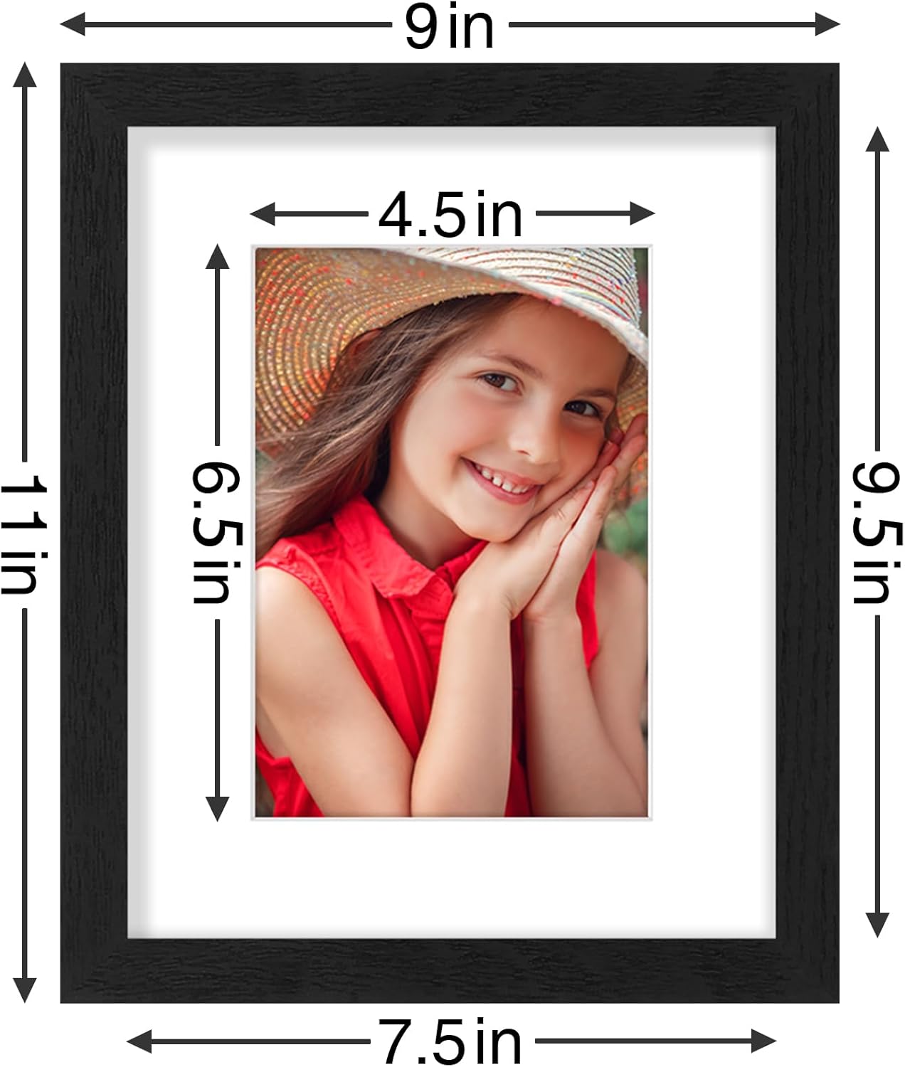 Vittanly 8x10 Picture Frames Set of 9 - Shatter Resistant Plexiglass | Display 5x7 or 8x10 Photos, Black