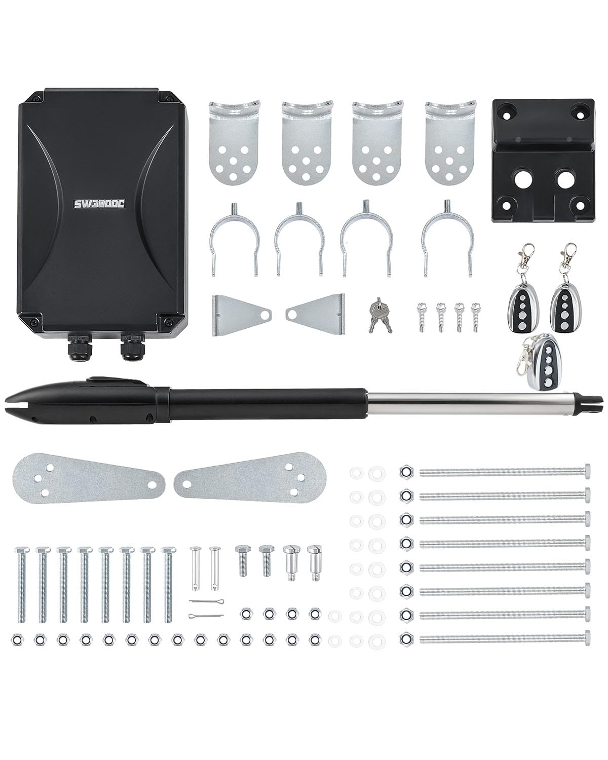 CO-Z Automatic Swing Gate Opener Kit, Electric Gate Opener for Doors up to 660lb 18ft, Driveway Home Garden Gate Opening System for Swing Gates, Gate Complete Kit with 3 Remote Controls & Release Keys