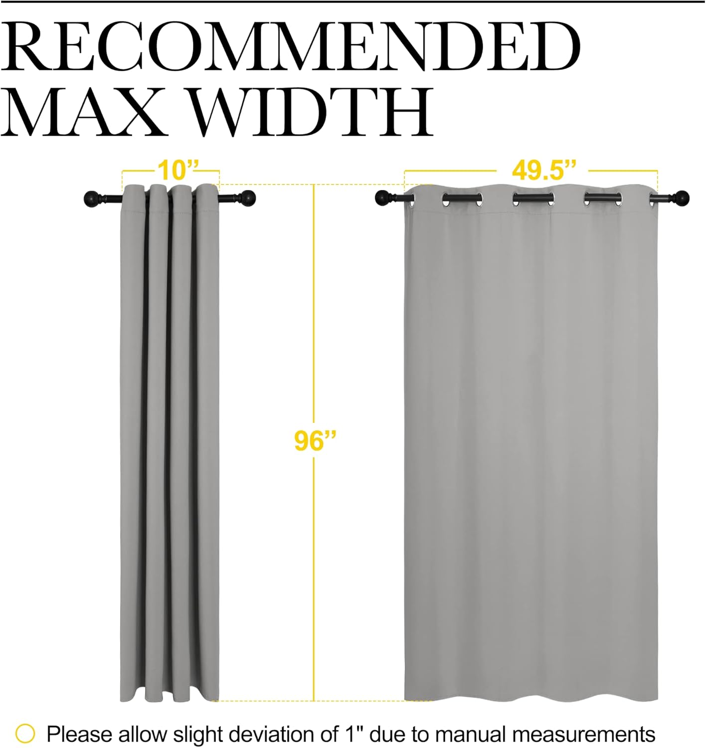 NICETOWN Silver Grey Room Darkening Curtain Panels - 96" Long | Heat-Blocking Drapes for RV & Studio (2 Panels, 55" Width)