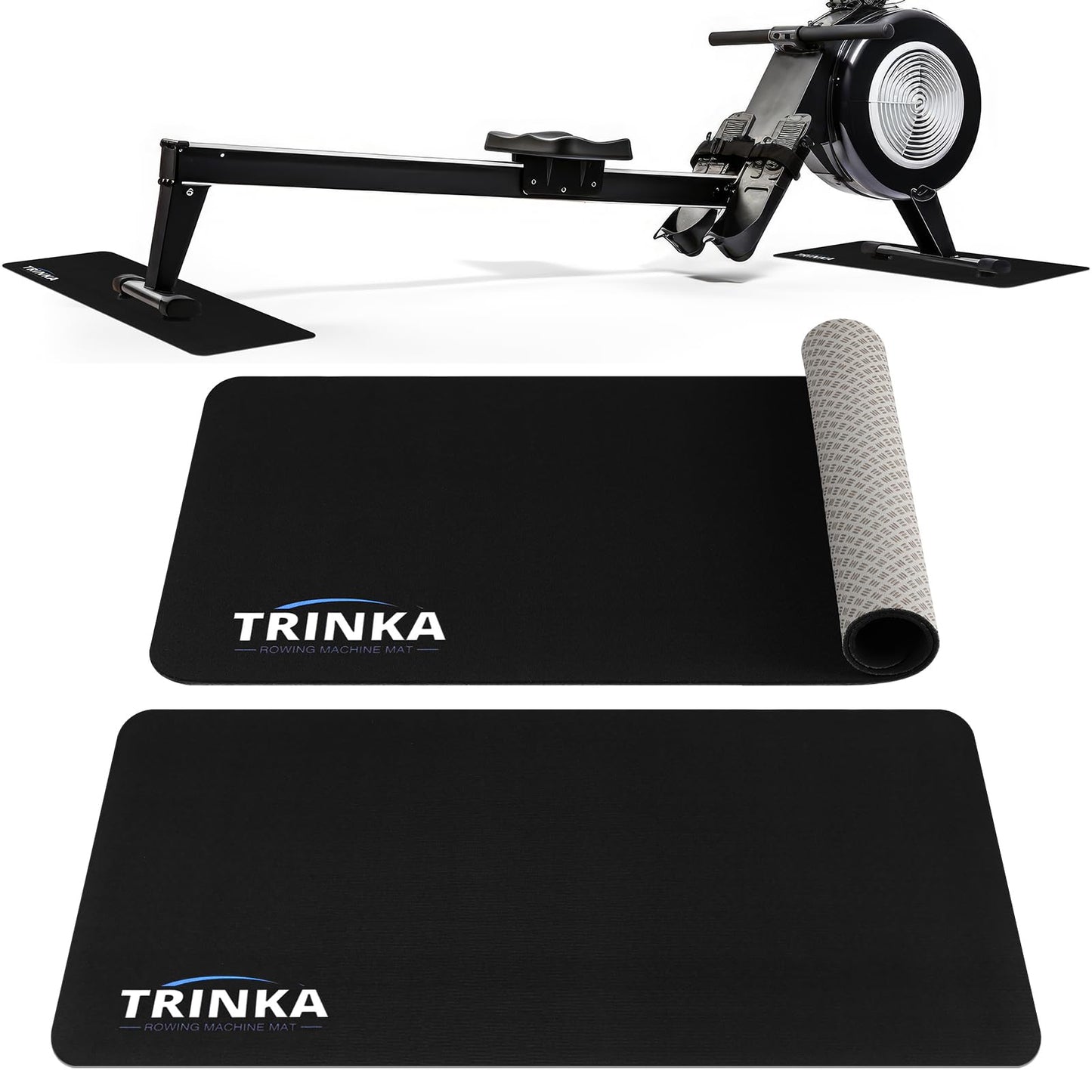 2PCS Rowing Machine Mats, 30"x12" Non-Slip Mat Protect Hardwood Floor Carpet, Fitness Equipment Mat Compatible with Row & Concept 2 Rowing Machine, Peloton Bike, Stationary Spin Bike