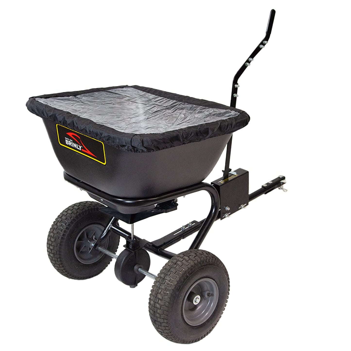 Brinly BS26BH-A Tow Behind Broadcast Spreader with Universal Hitch, 125 lb. - Deluxe Matte Black