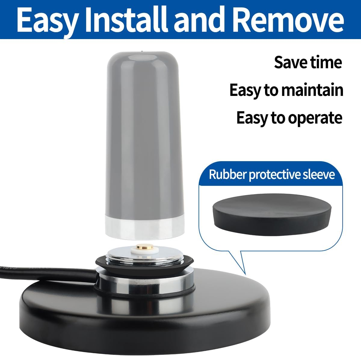 Arridioter 90mm PL259 16.4FT/5 NMO Antenna Mount Magnetic Base with Male Connector, Meters Coaxial Cable, Dust Cover