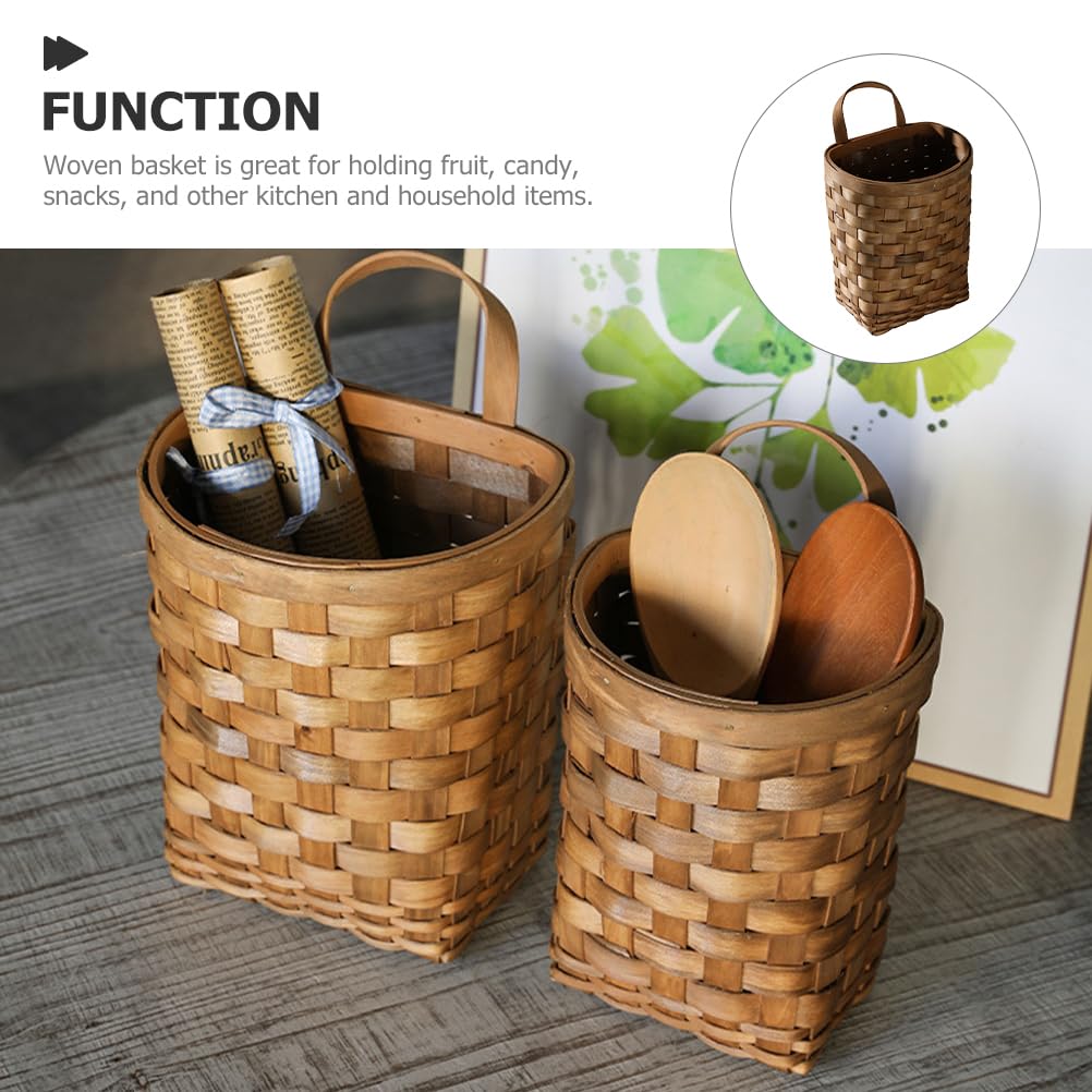 Alipis Woven Hanging Basket 2-Pack 9.84X6.69X10.62In - Farmhouse Style Wall Mounted Storage Basket for Kitchen Vegetables Fruits and Flower Display Organizer