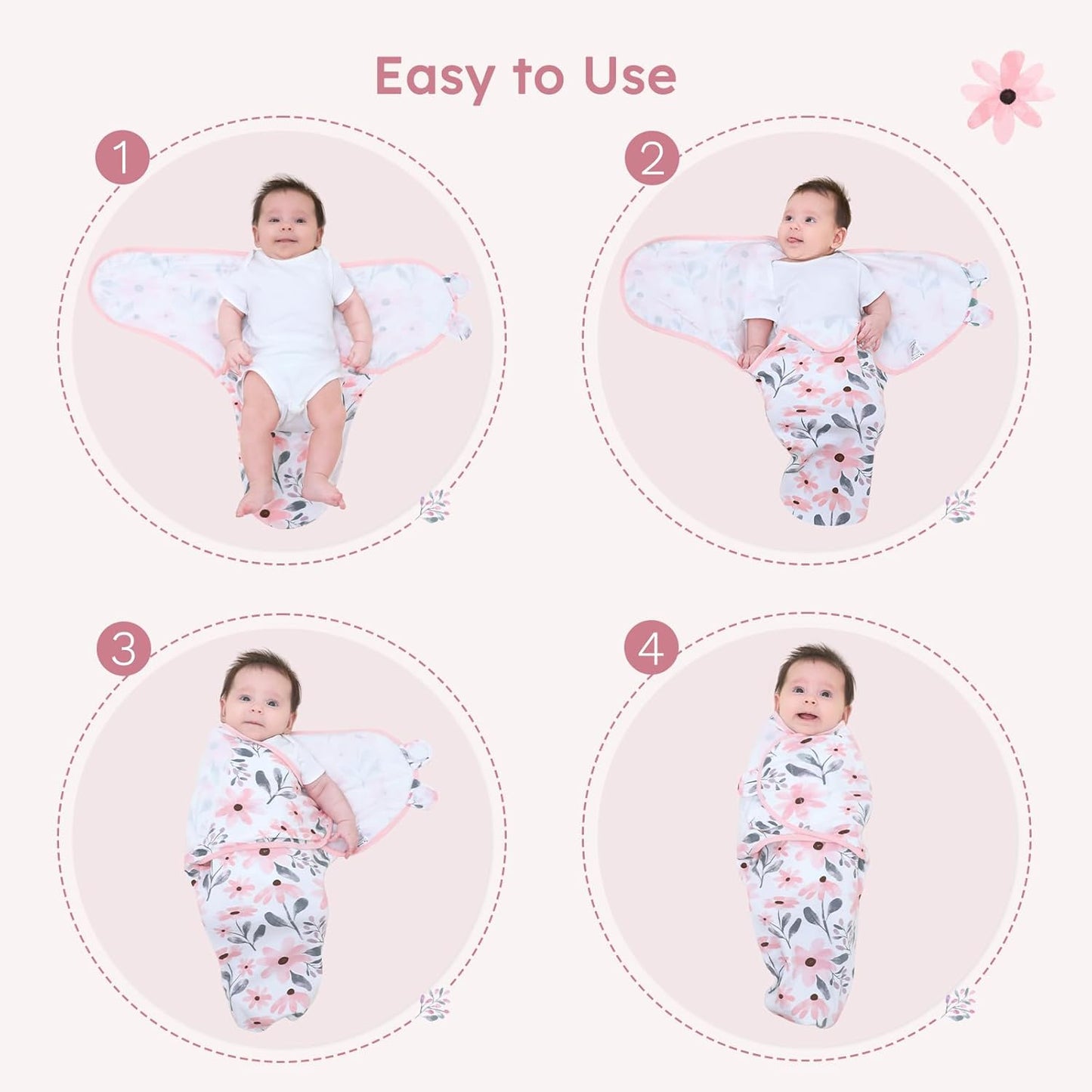 Yoofoss Baby Swaddles - 100% Cotton Adjustable Swaddle Sack | Breathable Soft 3-Pack for Newborns (0-3 Months)