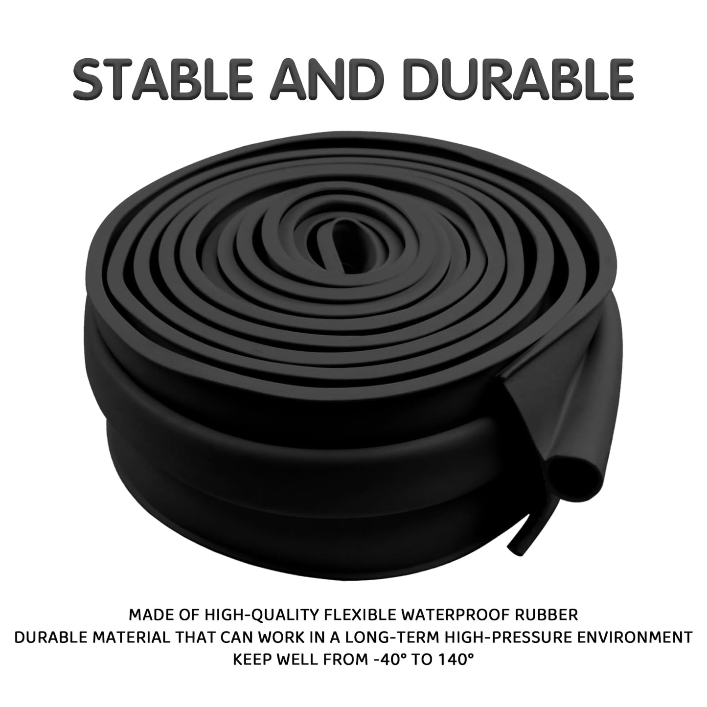 Garage Door Seals Bottom Rubber with Pre-drilled Aluminum Track Retainer Base Kit,Heavy-Duty U Shape + O Ring Combination Weather Stripping Sesl Kit for Garage Door (Black, 16Ft)
