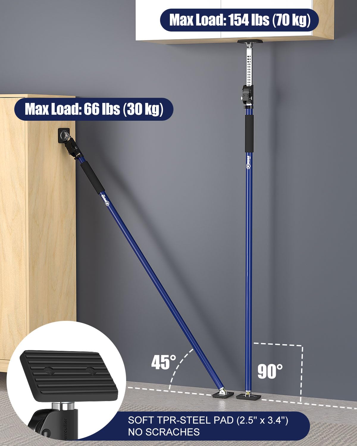 XINQIAO Cabinet Jacks for Installing Cabinets, Heavy Duty Third Hand Support System Adjusts from 27.6 in to 45.3 in, 4 PCS