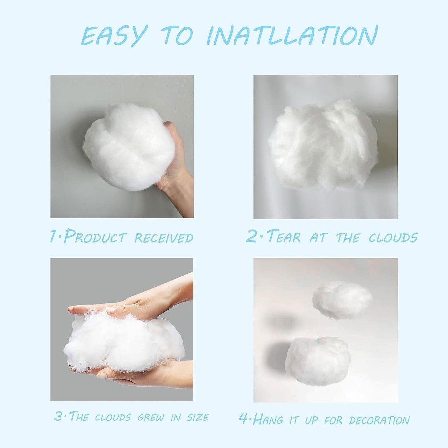 Skiennix 10-Piece Cloud Decorations - 3D Cotton Hanging Props for Wedding & Party Decor | Mixed Sizes