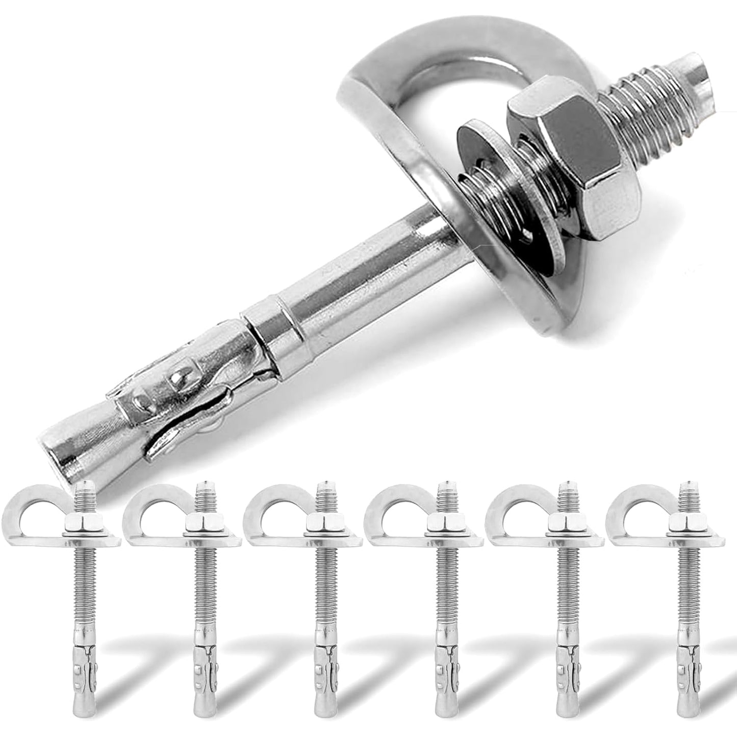 YERGOFE Climbing Holds Anchor Set - 6 PCS - Stainless Steel Bolt Hanger and Bolt Heavy Duty Climbing Holds Weight 2500KG for Indoor Outdoor Climb Train (12MM)
