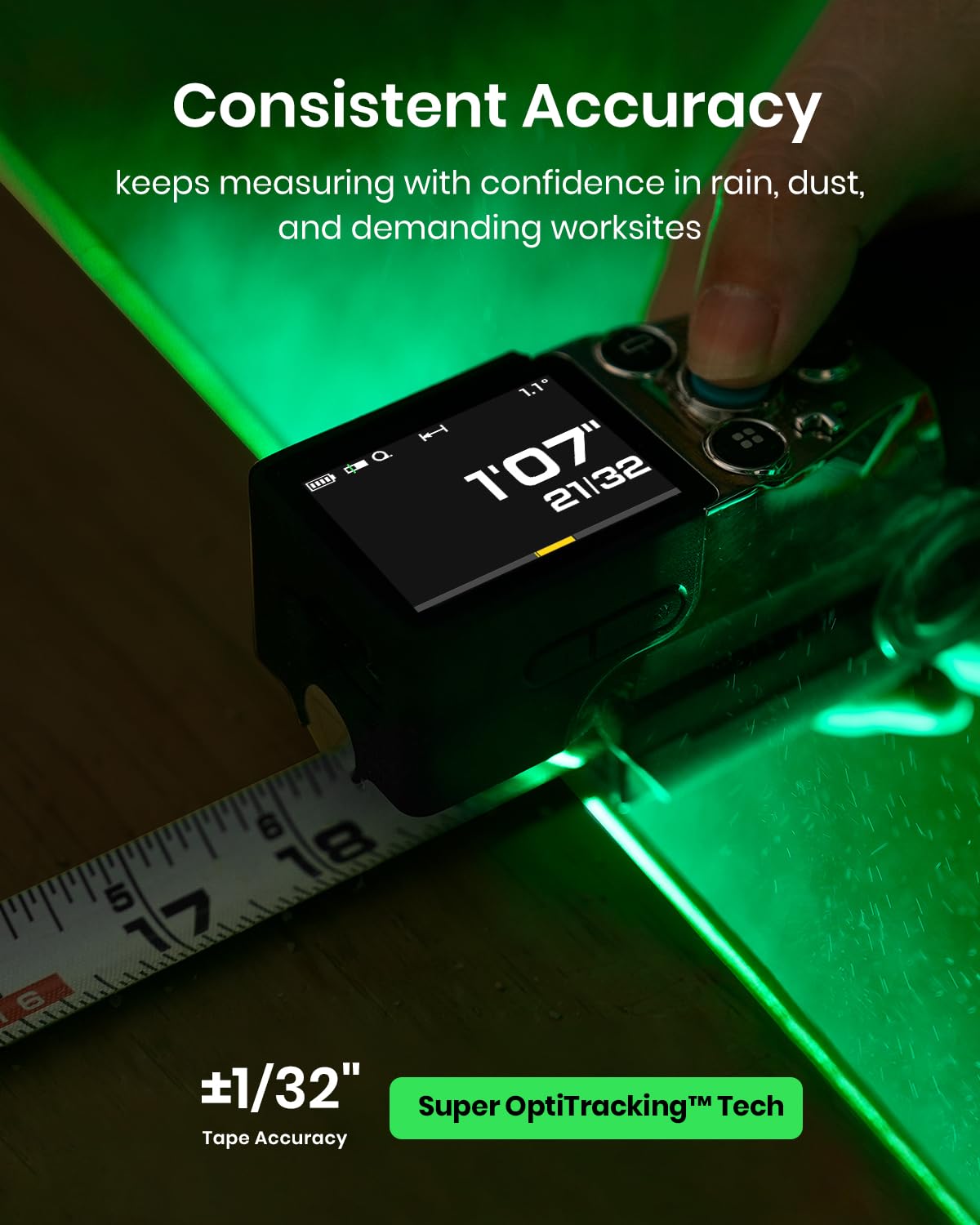 MiLESEEY XTAPE1 Digital Tape Measure with Laser, Fathers Day Dad Gifts 1/32" Accurate Auto Lock Tape Measuring Tool with Green Aligning Laser, Replaceable Tape Modular, P2P, APP Sync, Gift for Men