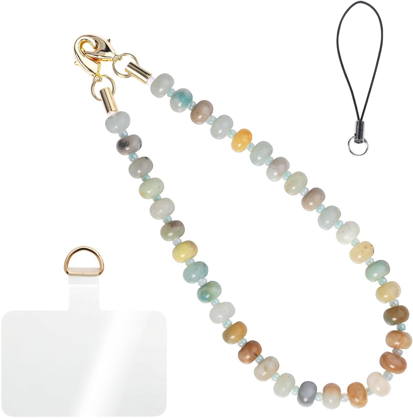 CH.yishi Handmade Natural Gemstone Beaded Charm Cell Phone Camera Lanyard, Wrist Strap, Phone Chain String, Keychain