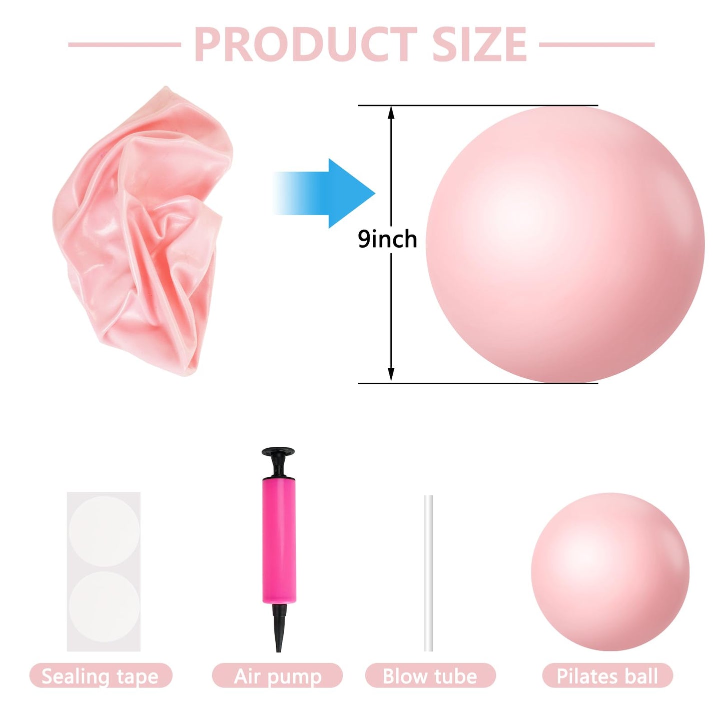 DxnuZro 9 Inch Pink Pilates Ball, Exercise Stability Yoga Ball Small Exercise Ball with Air Pump for Core Workout, Balance Training, Home Gym, Office, Physical Therapy