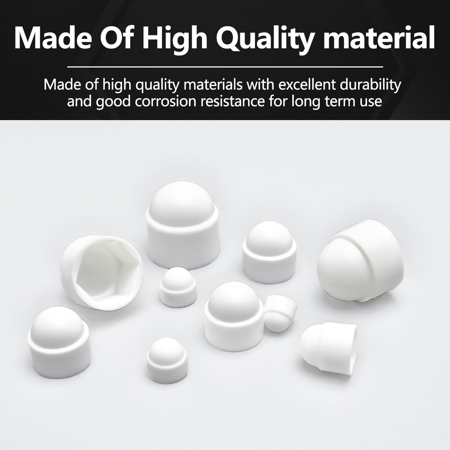 197 Pieces White PE Bolt Covers Screw Caps White Bolt Nut Protective Cap Bolts Cover Screws Caps Hex Cap Plastic Nut Assortment Kits Nylon Insert Locknut for Screws Bolts M4 M5 M6 M8 M10 M12