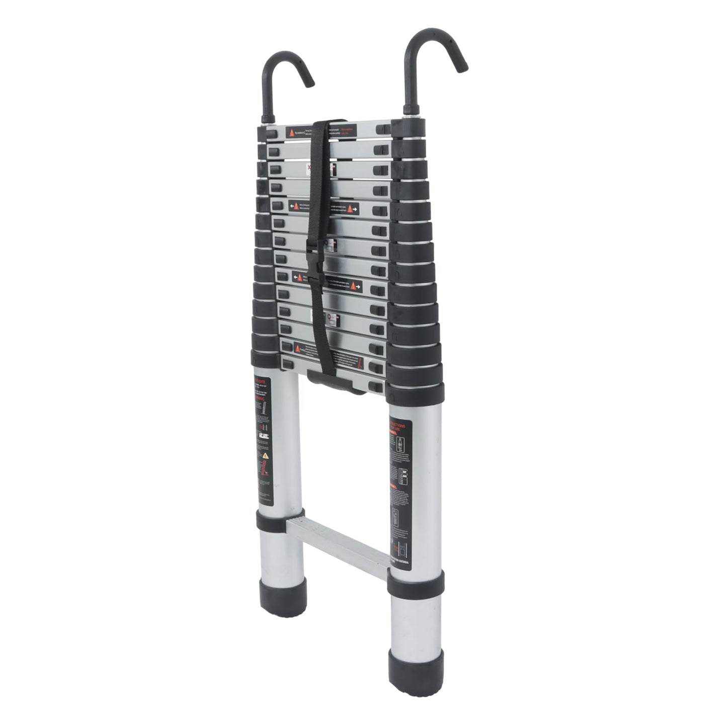 LiGuVCY Telescoping Extension Ladder 14.5 FT, Folding Telescopic Aluminum Ladders with Hooks, Lightweight Collapsible Ladder Step for RV Roof Attic Home, 330 LB Capacity