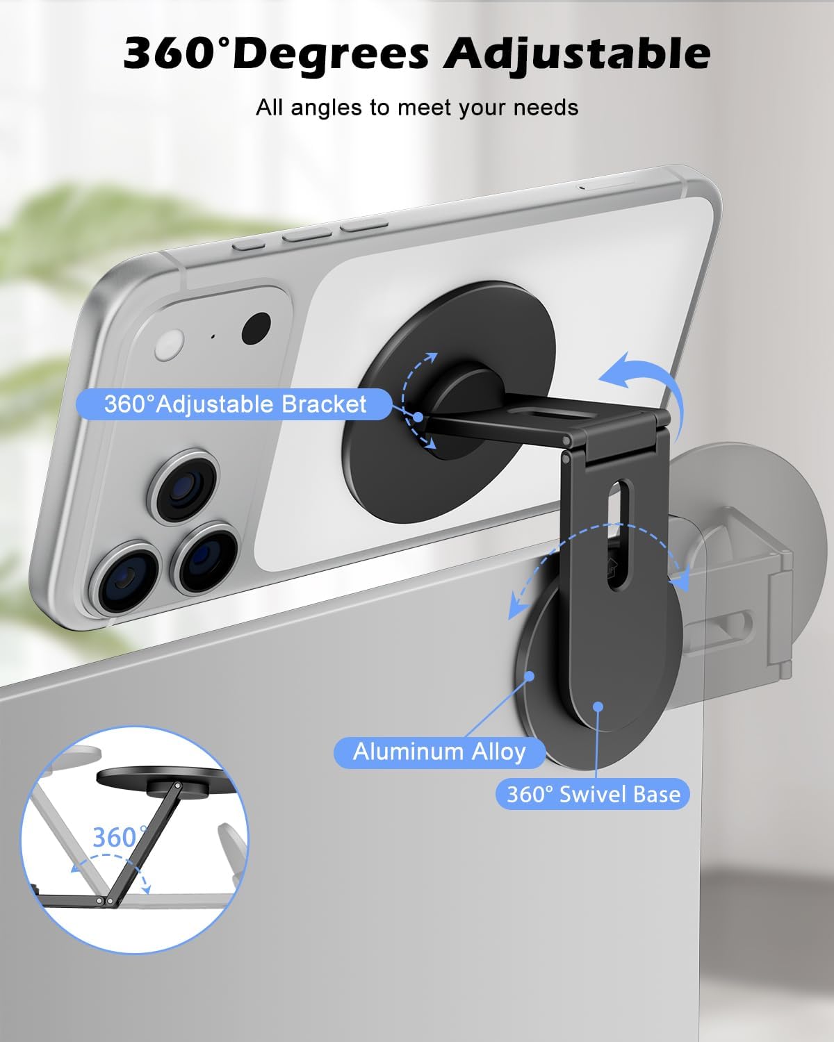CloudValley 17/16/15/14/13 3/ Magnetic Phone Laptop Holder Mount, Foldable Hidden Portable Stand for iPhone & All