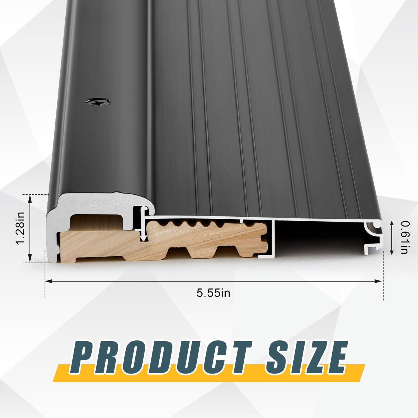 Blulu 36" Aluminum Exterior Door Threshold 5 5/8" Swing Threshold Black Heavy Duty Aluminum Door Sill Pan for Weatherproof & Easy Install for Residential/Commercial Use (1 Pcs)