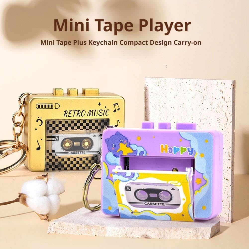 Generic Cassette Cassette Microcassette Retro Mini Tape Recorder Keychain, Retro Player, Recordable Mini Tape Player