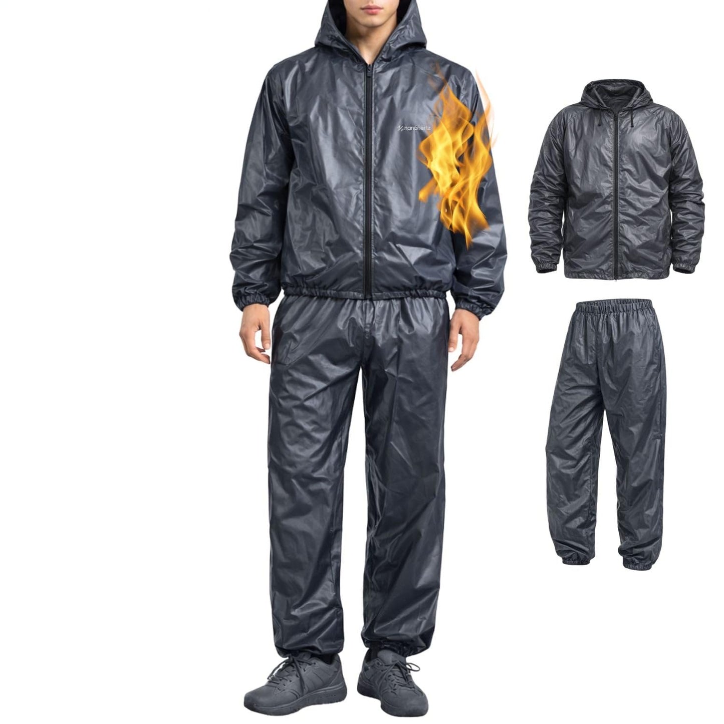 Sauna Sweat Suit Jacket Pants Hoodie Shirt Top Shapewear Trainer Workout Body Shaper Sweatsuit Boxing Workout Exercise MMA Weight Loss EVA Men Women