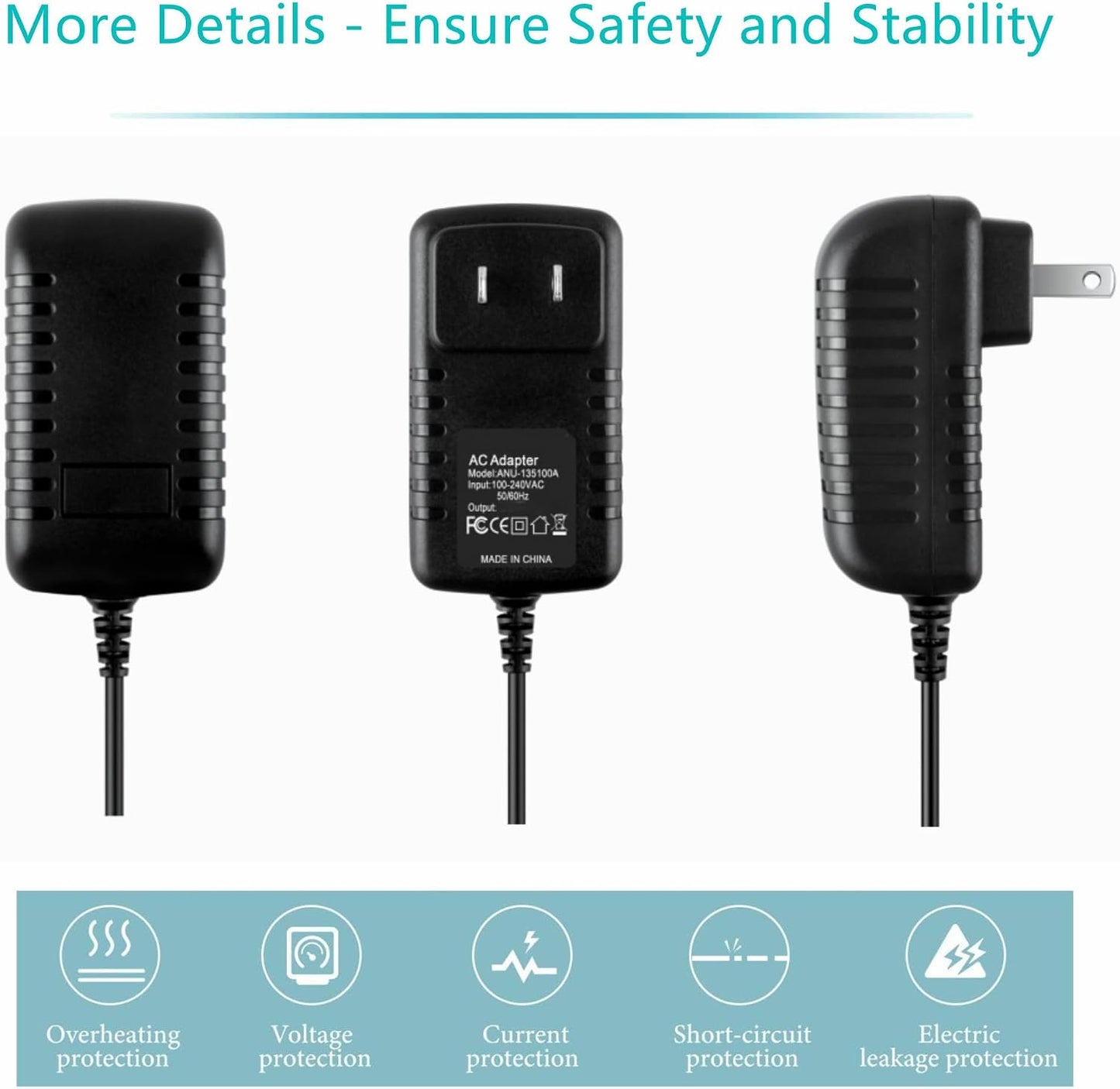 Dysead PD107 7 (5FT AC/DC Adapter Compatible with QFX Multi Media Portable DVD Player Quantum FX Power Supply Cord Wall