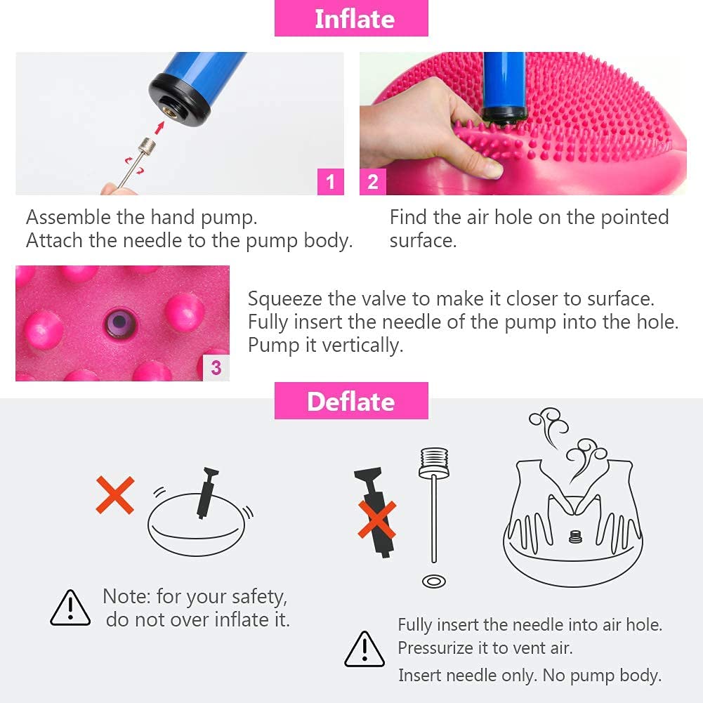 WIWAPLEX Wiggle Seat, Inflatable Stability Balance Disc Wobble Cushion, Balance Disc Wiggle Seat, Flexible Seating Classroom with Free Air Pump Sensory Kids (Office & Home & School) (Pink)