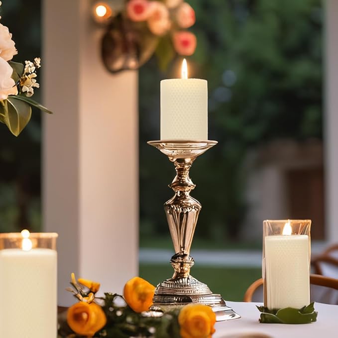 White Beeswax Pillar Candle - Handmade Pure Beeswax Rolled Candle for Gift & Home Decor (3×6 in)