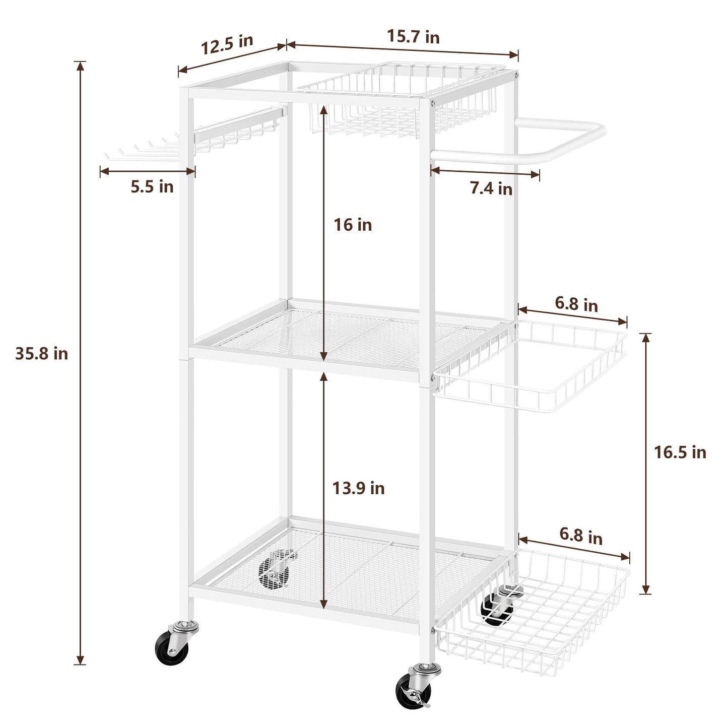 Weight Rack for Dumbbells Yoga Mat Storage Rack Home Gym Equipment Storage Rack Workout Equipment Storage Cart with Hooks for Yoga Mats, Dumbbells, Kettlebells, and Resistance Bands, White
