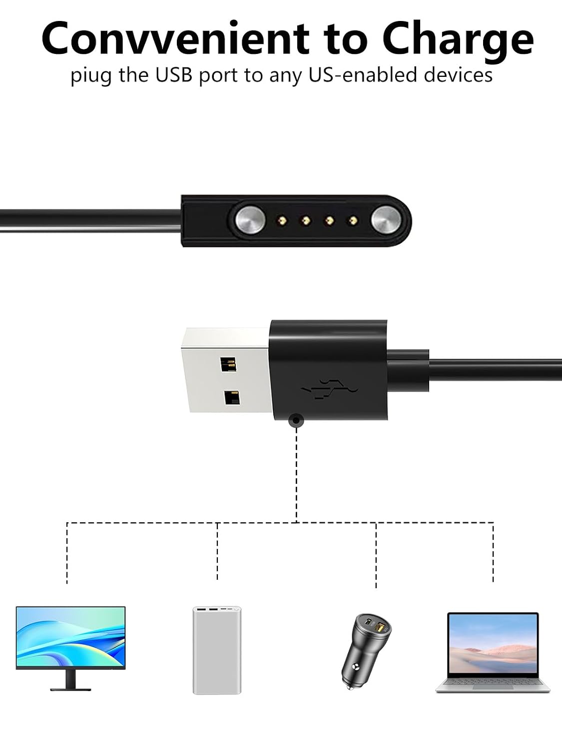 UYRUREL [2-Pack] 4 for Plaud Note Pro AI Voice Recorder Magnetic USB Charging Cable, Pin Cord Charger for AI Voice