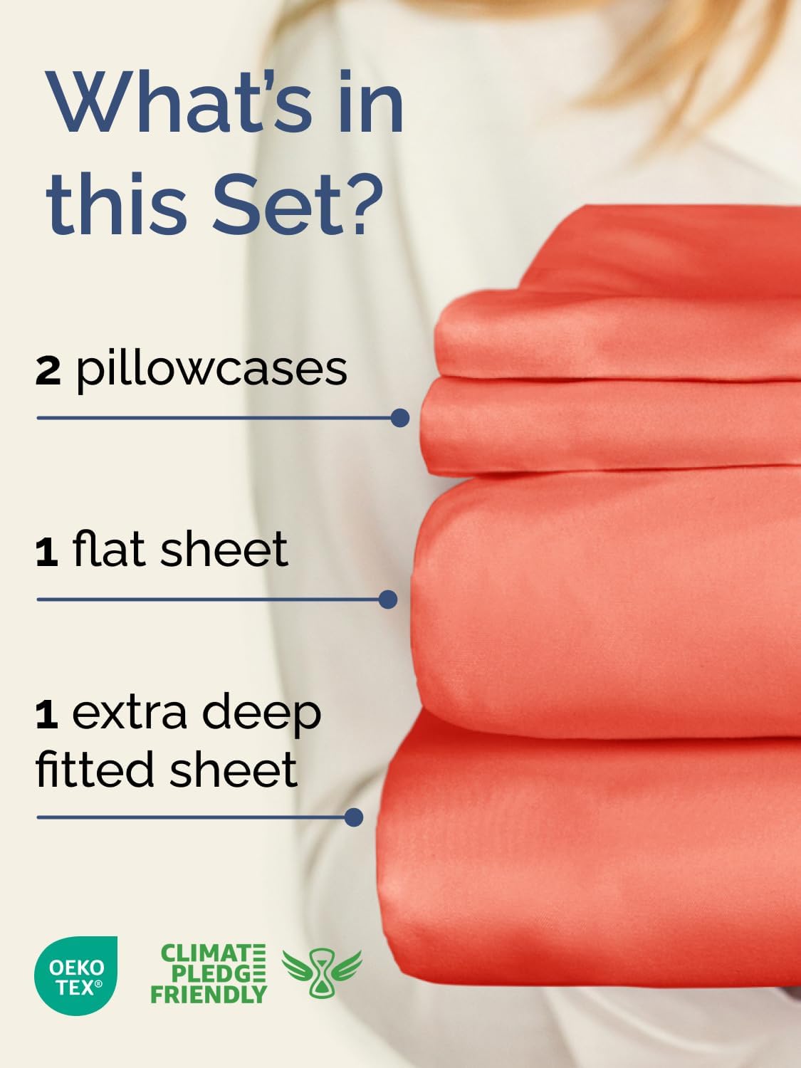 Skiennix Extra Deep Twin Sheet Set - 4 Piece Breathable Cooling Sheets - Luxury Coral Bedding for All Ages