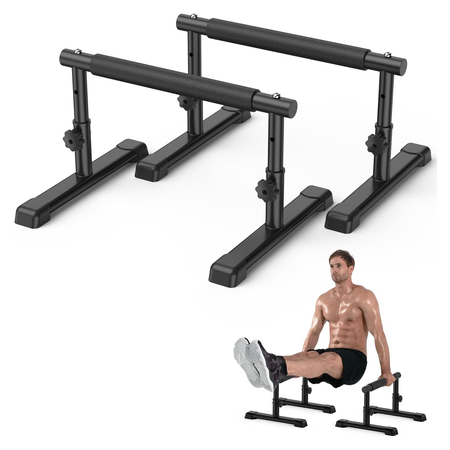 IMAYCC Parallettes Bars, Adjustable 7.5" and 10.6" High Push Up Bars Strength Training For Handstands, Full Planche & Dips, Calisthenic, Gymnastic, Push Up Stands Handle for Floor Workouts Calisthenics Equipment