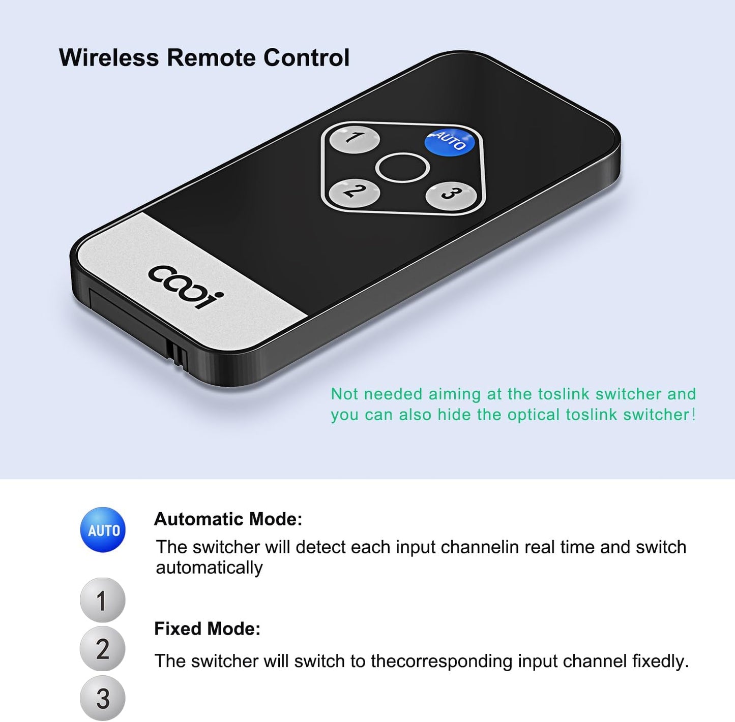 cooidea 3 1 192k/24Bit PCM2.0 Dolby-AC3 Toslink Automatic Switch Digital Optical Switcher in Out with Remote Control