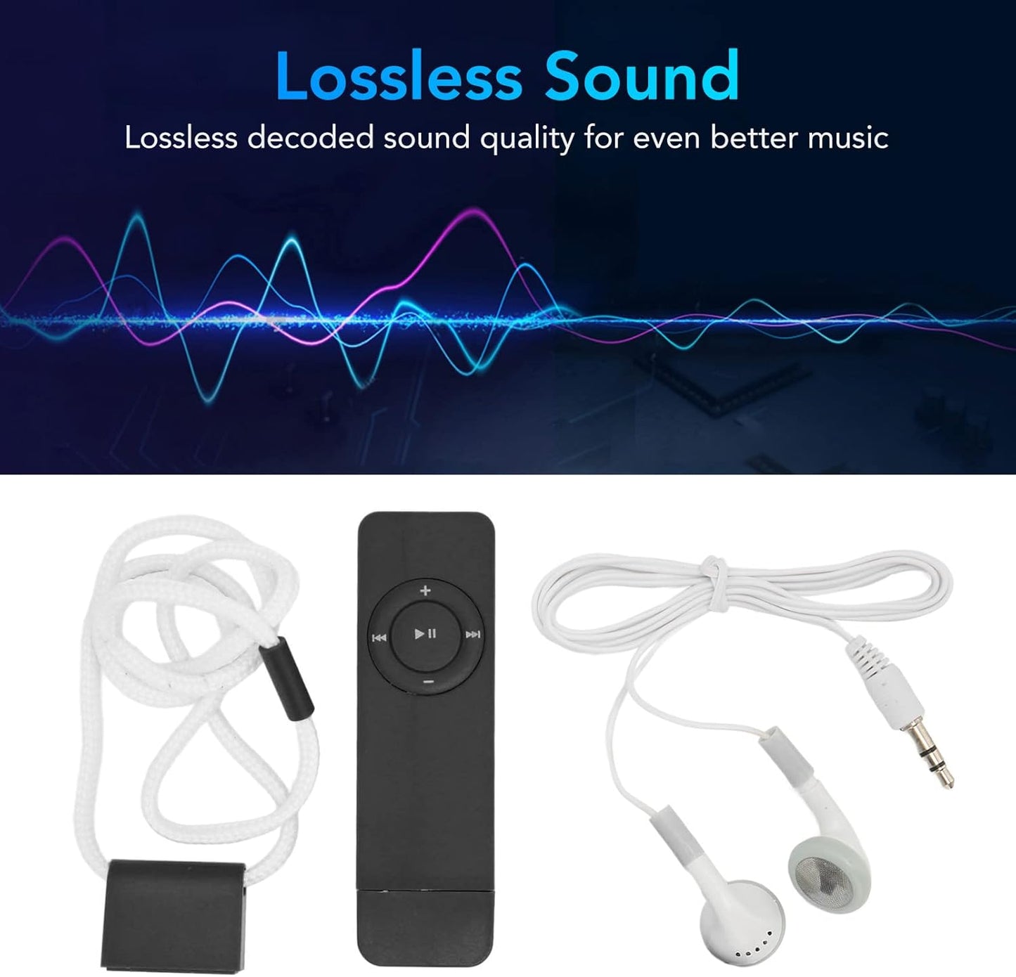 Denash MP3 64GB Compact and Portable Lossless Sound Player, Long Battery Life and Memory Card Support, for Students