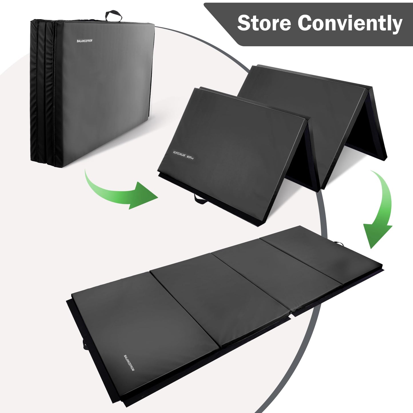 Fitvids Gymnastics Mats for Tumbling, 4'x8'x2" Folding Exercise Gym Mat with Carrying Handles High-Density Anti-Tear Martial Arts Fitness Aerobics Mat for Home Gym Yoga Pilates MMA Core Training, Graphite