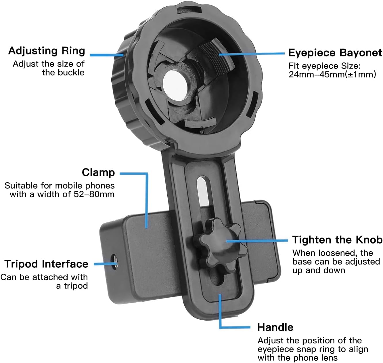 Jreiiolk New Universal Phone Adapter for Binoculars Monocular Spotting Scope Telescope Microscope - Turn Your Optics