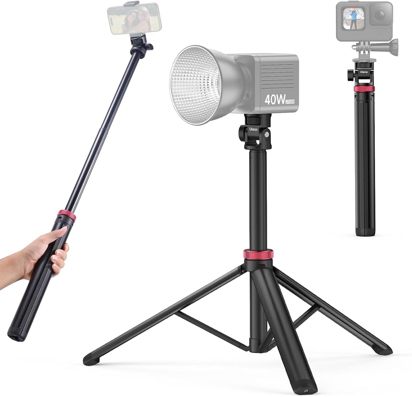 ULANZI MT-79 81" 1/4" 180 2.2lb Extendable Tripod Aluminum Portable Adjustable Light Stand w Screw, Rotation Camera