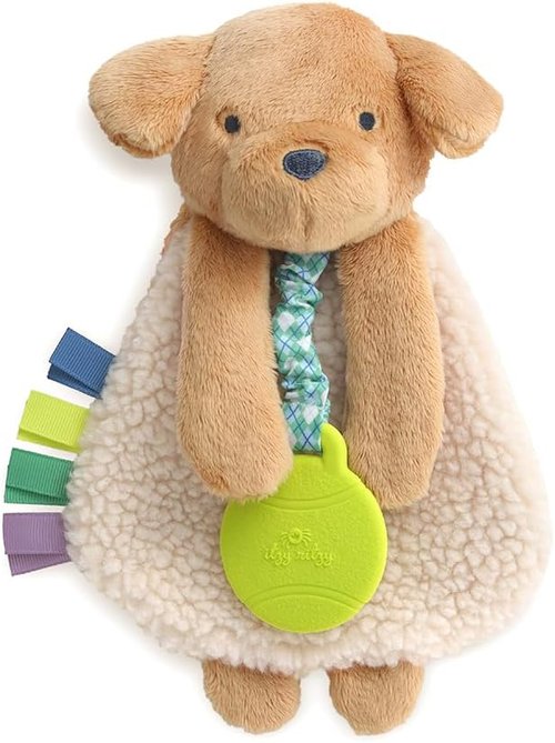 Itzy Ritzy - Itzy Lovey with Teether | Soft Puppy Lovey with Crinkle Sound & Textured Ribbons