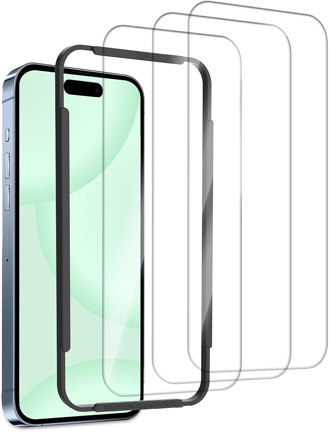3Pack 16 9H BLEUM CADE Screen Protector for iPhone Plus with Installation Frame, Anti-Fingerprint Hardness Tempered