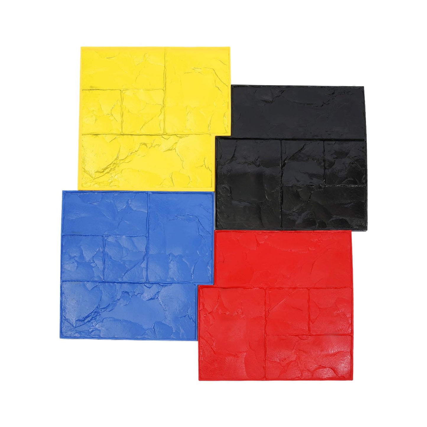 LNUJIUN 4 Pieces Concrete Stamps Mats Set 24"x24" Concrete Texturing Skin with Handles 0.7" Thickness Stone Texture Cement Stamps for Walls/Floors (4 Colors)