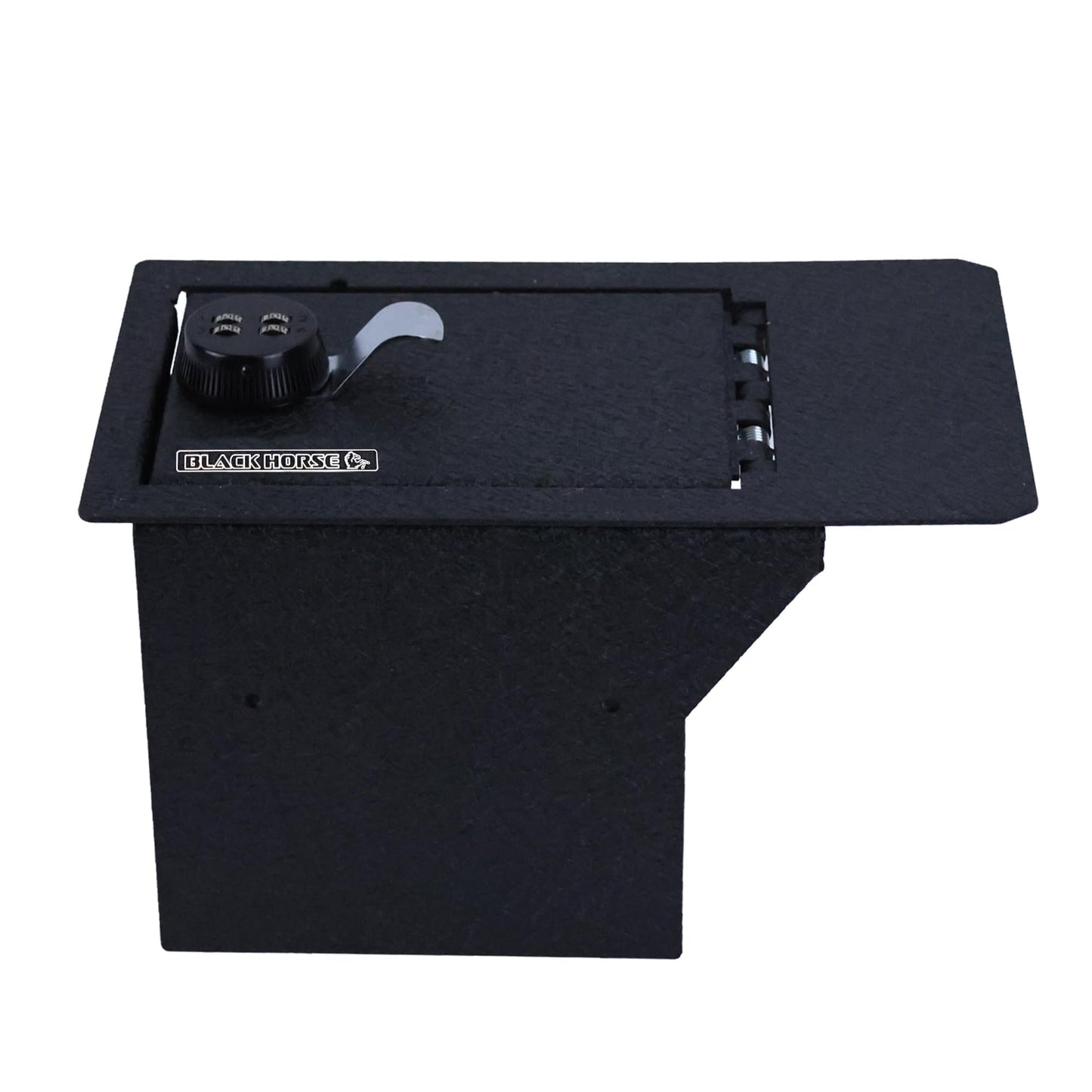 Black Horse Center Console Safe Security Lock Box, Black Gun Box Organizer, with 4 Digit Combination Resettable Lock Compatible with 2023-2024 Ford F-250 Super Duty-ASFS23