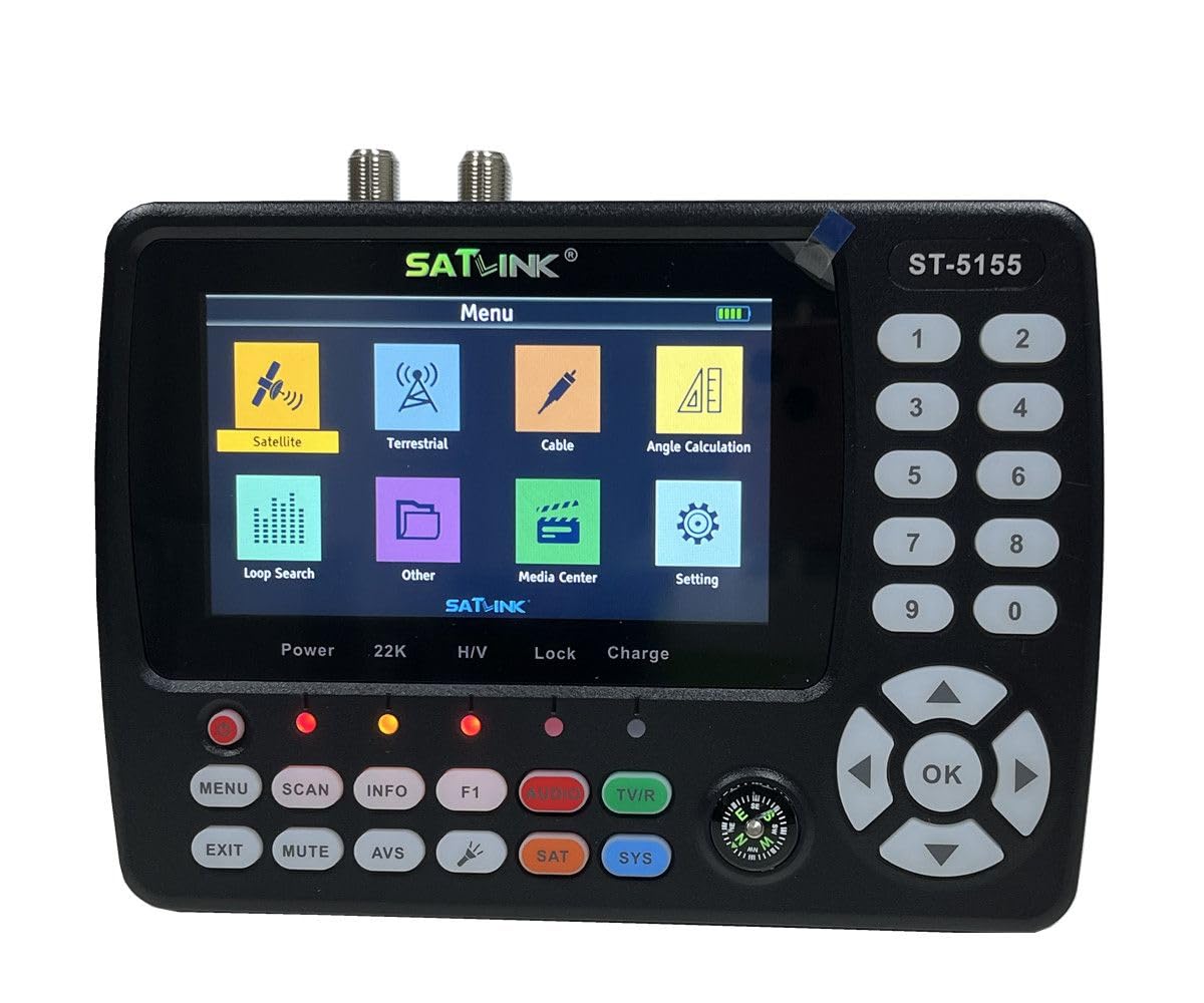 ST-5155 Satellite & Terrestrial Cable Signal Meter DVB-S/S2/T/T2/C Combo Meter Support HD 1080P MPEG-2/4 H.264/H.265 (10 Bit), QPSK, 8PSK, 16APSK, 32APSK