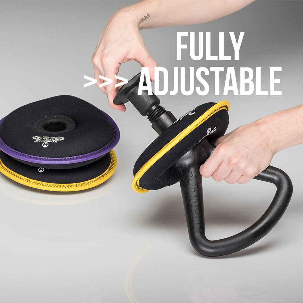 HYPERWEAR SoftBell Adjustable Kettlebell, 18 lbs, Soft Weight Plates & Rubber Base, Compatible with SoftBell Dumbbells & Barbells