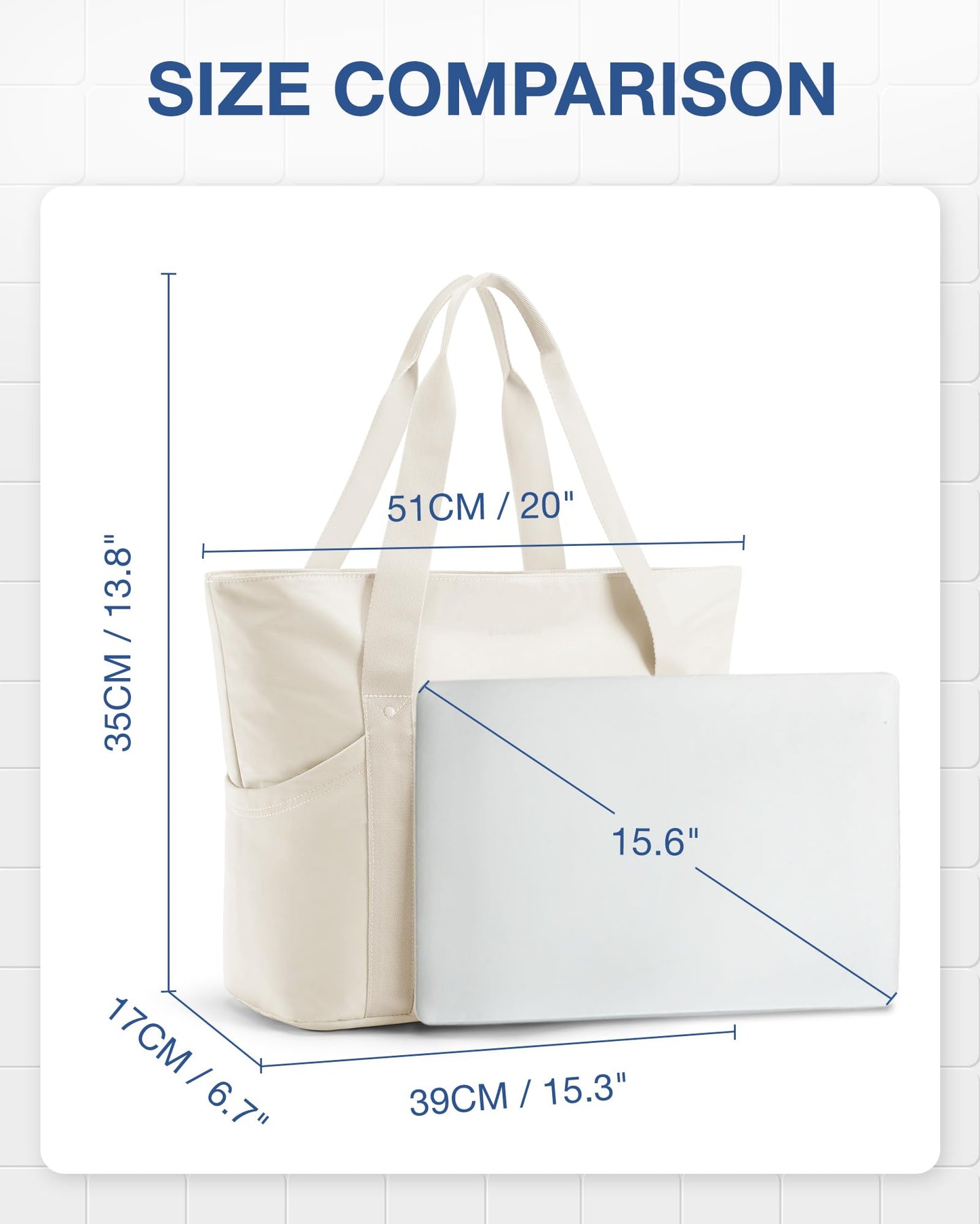 BAGSMART Women Tote Bag Large, Travel Tote Shoulder Bag with Compartment and Zipper, Top Handle Handbag for Travel, Work, Beach, Gym, Shop