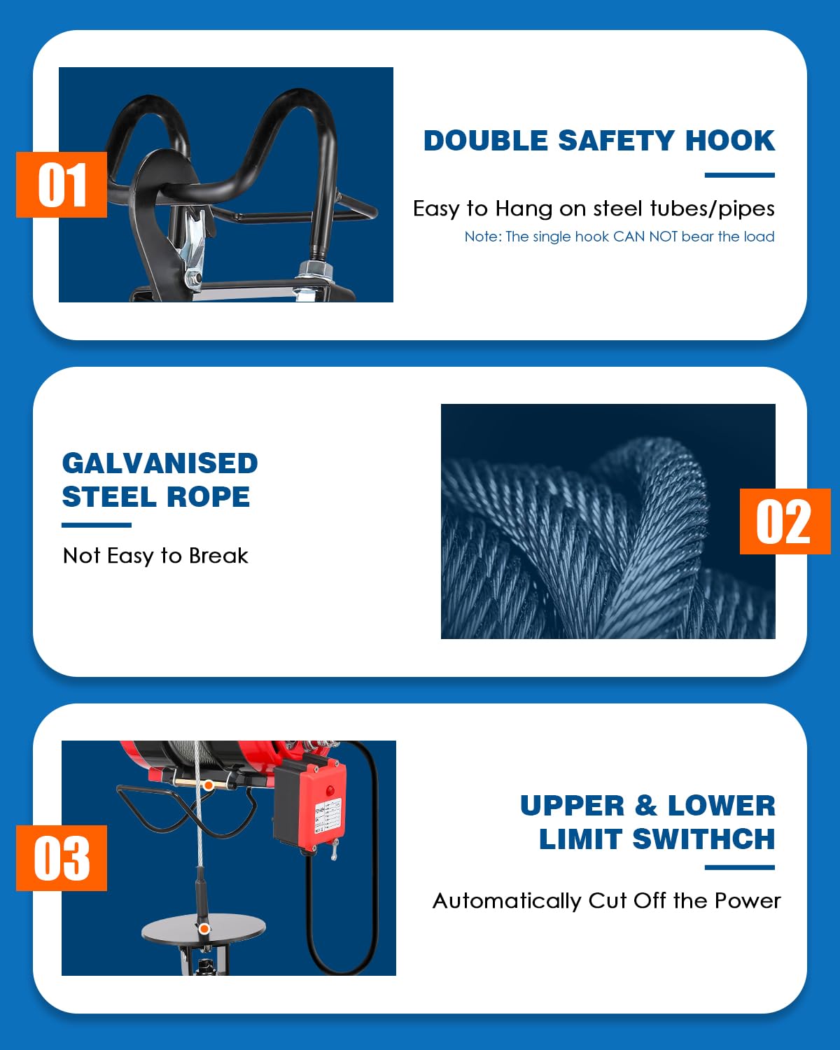 NEWTRY 2-Speed Fast Electric Hoist, 770lb Capacity with 95ft Lifting Height, 1500W Brushless Motor, Wired & Wireless Remote Control w/Emergency Stop, Perfect for Garage, Workshop 110V
