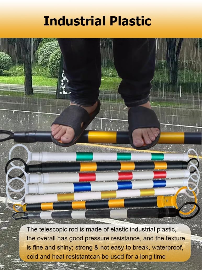 Adjustable Traffic Cone Barrier, Reflective 47-78 Inch Retractable Security Divider, 16 Pcs Yellow & Black Temporary Safety Warning Cone Tape